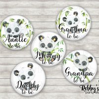 Panda Baby Shower Pin Button: Personalized Family Member Badge