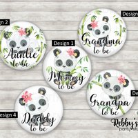 Girl Panda Baby Shower Pin: Personalized Family Button