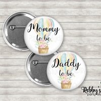 Fairy Balloon Baby Shower Pin: Personalized Pinback Button