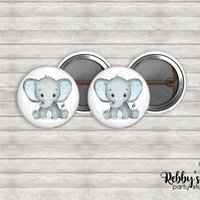Grey Elephant Mini Pin Buttons – Pink, Blue, or Mixed Party Favor Packs (1 inch)