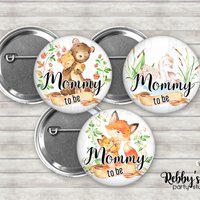 Woodland Baby Shower Pinback Button: Personalized Family Badge