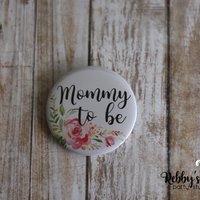 Mellow Floral Baby Shower Pin Button: Personalized Family Member Badge