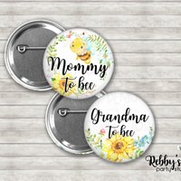 Bumble Bee Baby Shower Pin: Personalized Family Button Badge