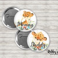 Cheetah Baby Shower Pin Button: Personalized Pinback Badge