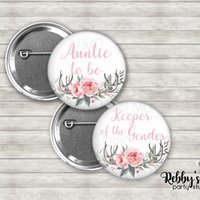 Deer Antlers Baby Shower Pin: Personalized Boho Floral Button Badge