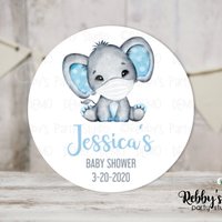 Elephant Baby Shower Stickers: Personalized Favor Stickers