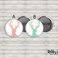 Floral Deer Antlers Mini Pin Buttons – Party Favor Packs (1 inch)