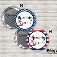 Nautical Baby Shower Pin Button: Personalized Family Name Badge