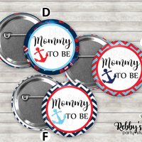 Nautical Baby Shower Pin Button: Personalized Family Name Badge