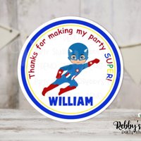 Super Hero Captain Birthday Personalized Round Sticker