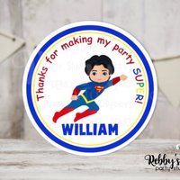 Super Hero Super Boy Birthday Personalized Round Sticker