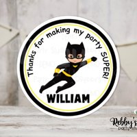 Superhero Bat Boy Birthday Personalized Round Sticker