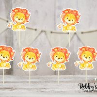 Jungle Safari Theme - Set of 12 Lion Baby Shower Cupcake Toppers