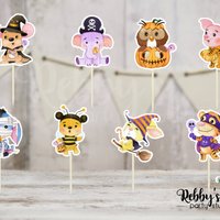 Halloween Theme - Set of 16 Bear and Friends in Costumes Cupcake Toppers
