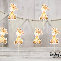 Jungle Safari Theme - Set of 12 Giraffe Baby Shower Small Cupcake Toppers
