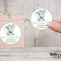 Bow Tie Elephant Baby Shower Personalized Round Sticker