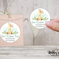 Giraffe Baby Shower Personalized Round Sticker