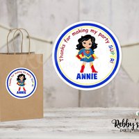 Super Hero Girl Birthday Personalized Round Sticker