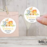 Jungle Safari Baby Shower Personalized Round Sticker