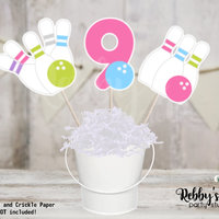 Girl Bowling Party Centerpiece Sticks - Set of 3