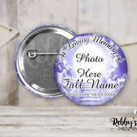 Memorial Pin Button: Heavenly Cloud Stairway, Funeral Badge (2.25 inch)