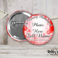 Memorial Pin Button: Heavenly Cloud Stairway, Funeral Badge (2.25 inch)