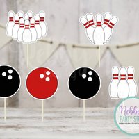 Bowling Party - Set of 12 Assorted Bowling Cupcake Toppers