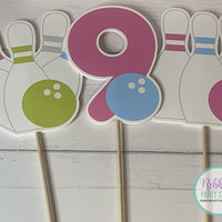 Girl Bowling Party Centerpiece Sticks - Set of 3