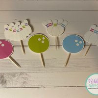 Girl Bowling Party Cupcake Toppers - Set of 12