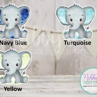 Elephant Cut Out Bundle, Blue Baby Shower Party Decor, Mixed Size Die Cuts