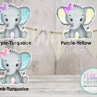 Baby Girl Elephant Cutouts – Party Decor for Cakes, Tables & Centerpieces