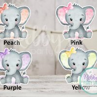 Baby Girl Elephant Cutouts – Party Decor for Cakes, Tables & Centerpieces