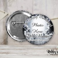 Memorial Pin Button: Heavenly Cloud Stairway, Funeral Badge (2.25 inch)