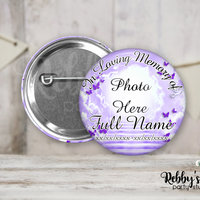 Memorial Butterfly Pin Button: Purple Heavenly Cloud Design (2.25 inch)