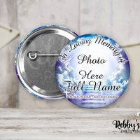 Custom Memorial Pin Buttons – Heavenly Stairway Funeral Pins, 2.25 Inch