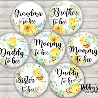 Bumble Bee Baby Shower Pin: Personalized Family Button Badge