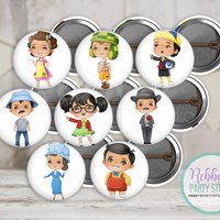 Vecindad y Amigos 1" Mini Buttons – Classic Cartoon Style Party Favor Packs (1 inch)