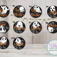 Little Boo Ghost Baby Shower Pinback Button: Personalized Party Favor
