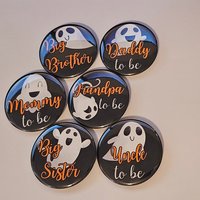 Little Boo Ghost Baby Shower Pinback Button: Personalized Party Favor