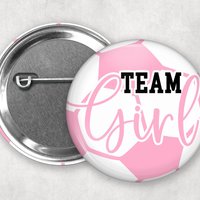 Soccer Gender Reveal Pins: Team Boy, Team Girl Party Favors