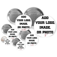 Bulk Custom Pinback Buttons | Up to 5 Designs | Photo, Logo or Image Buttons
