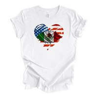 Mexican American Heart Graphic T-Shirt – USA & Mexico Flag Tee