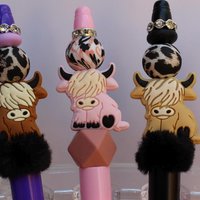 Highland Cow Beaded Pens | Handmade Silicone Focal Pens | Choose Your Design