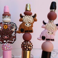 Highland Cow Beaded Pens | Handmade Silicone Focal Pens | Choose Your Design