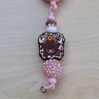 Beaded Badge Reel | Animal ID Holder | Retractable Clip | Nurse Teacher Work Accessory