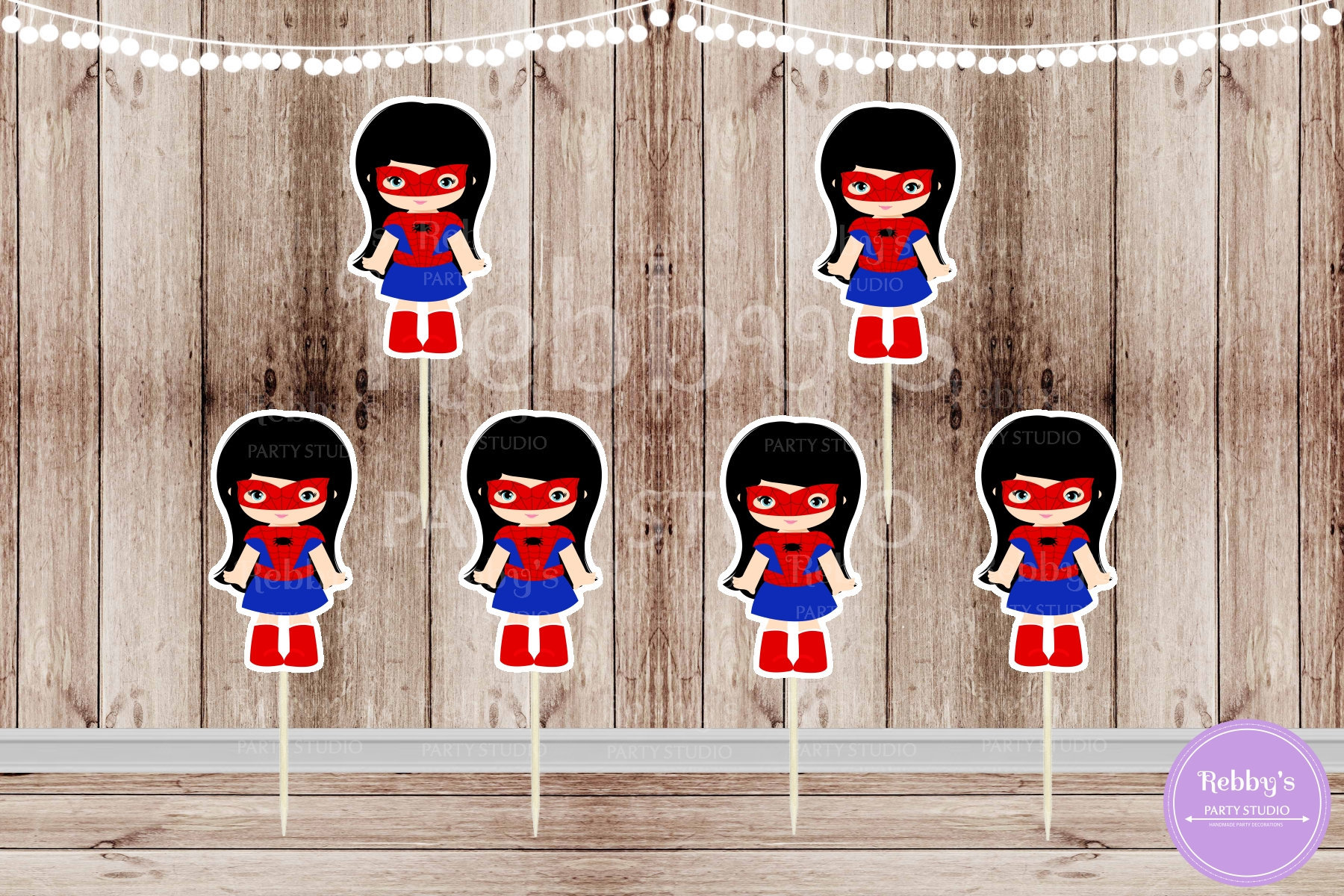 Action Superhero Girl Party - Set of 12 Spidergirl Inspired Cupcake Toppers