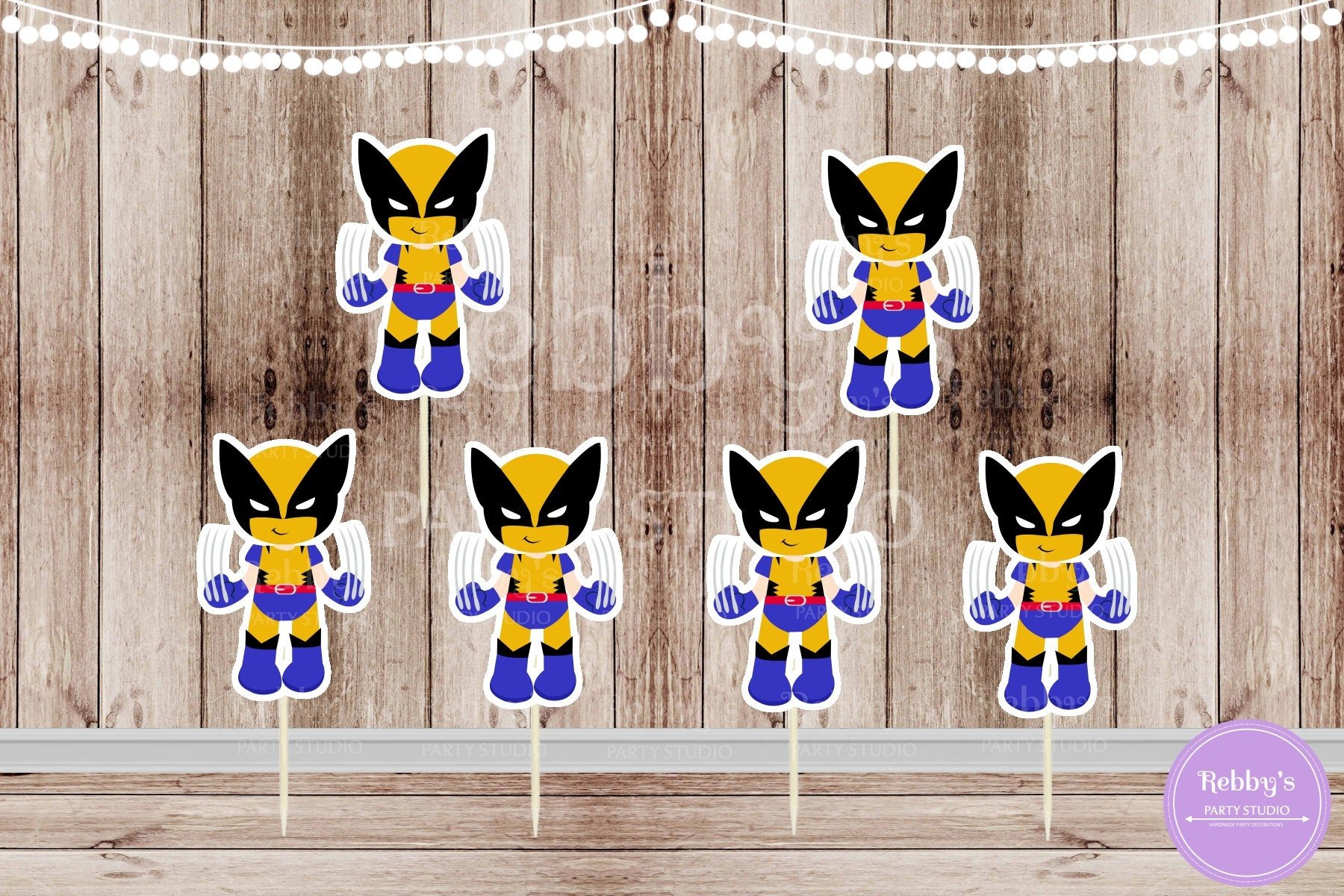 Action Superhero Boy Party - Set of 12 Wolverine Boys Inspired Cupcake Toppers