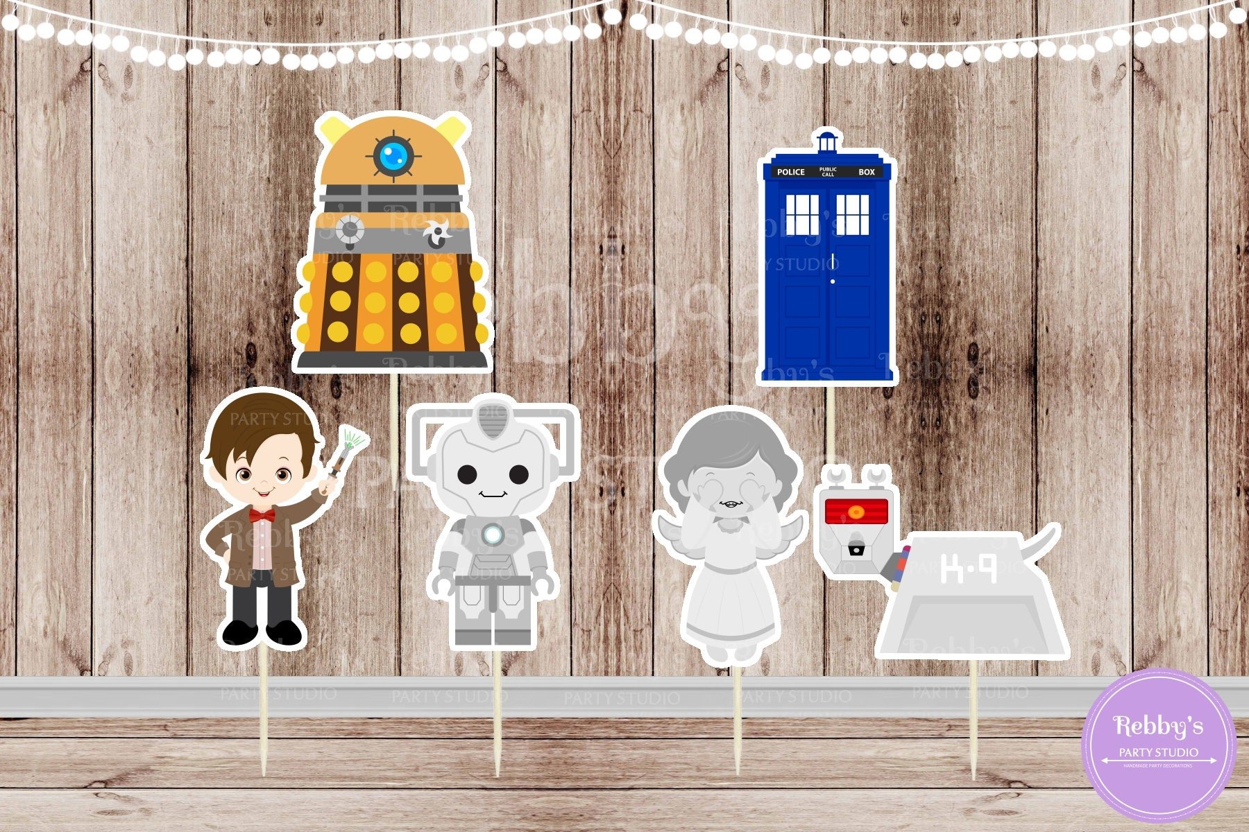Space Detective Party - Set of 12 Assorted Detective Who Inspired Cupcake Toppers