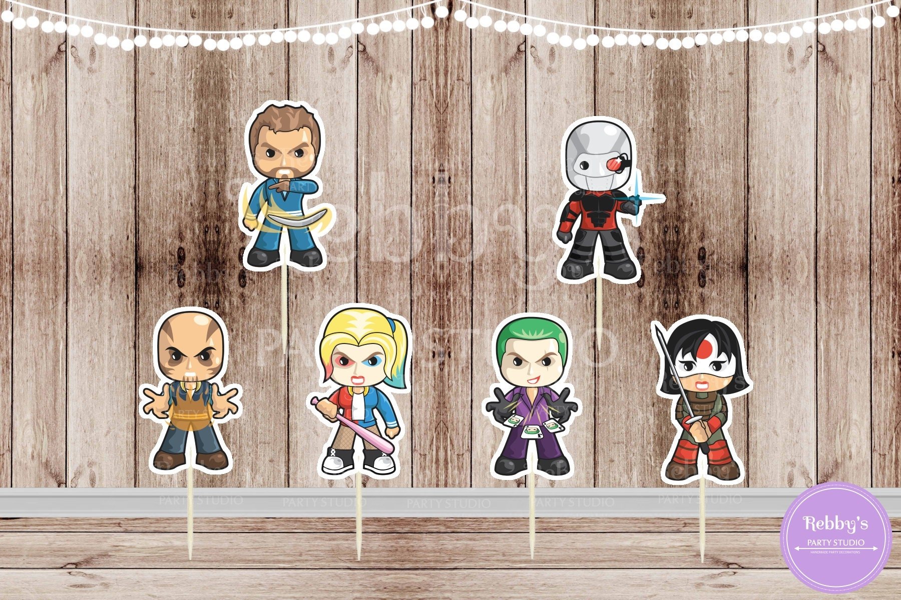 Superhero Villain Party - Set of 12 Assorted Suicide Super Villains Inspired Cupcake Toppers