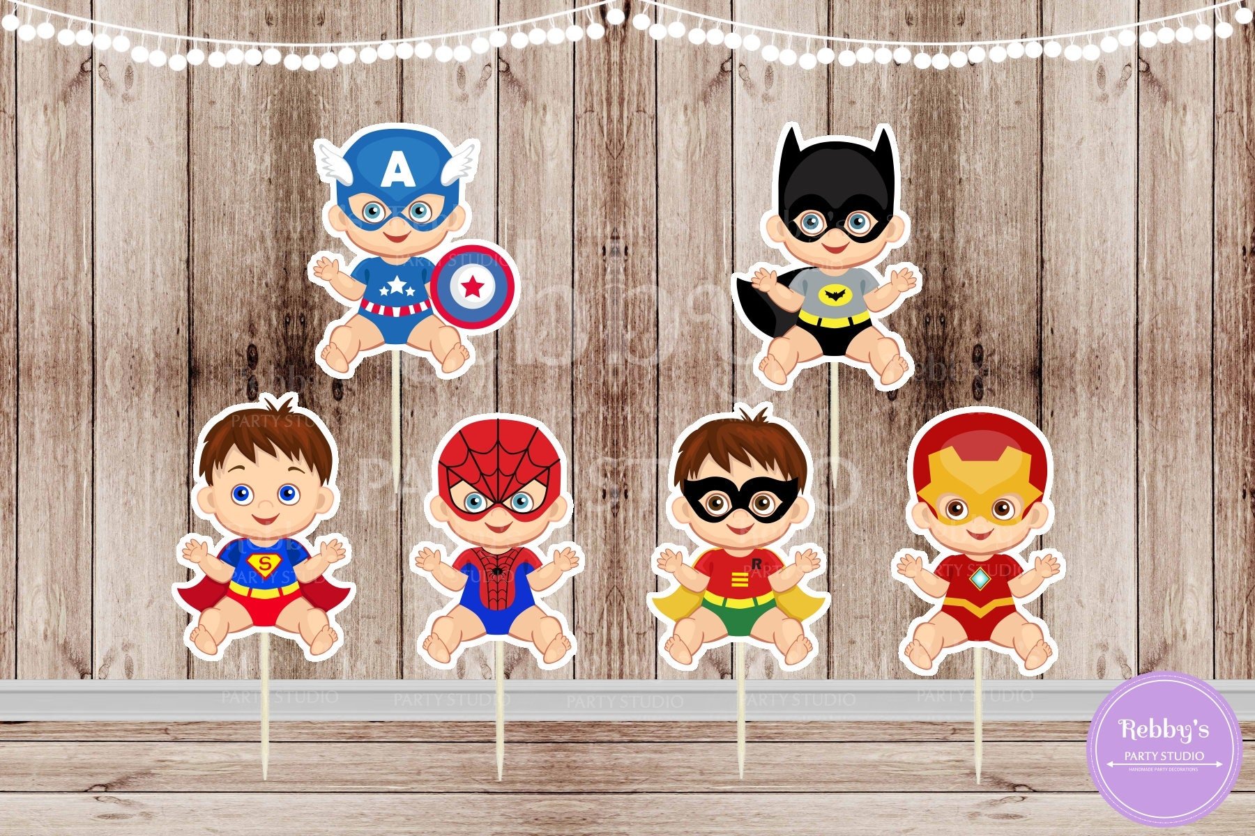 Superhero Baby Boy Cupcake Toppers - Set of 12